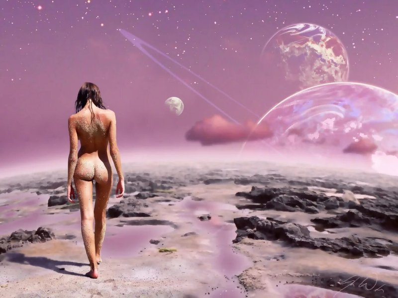 Космос и девушка