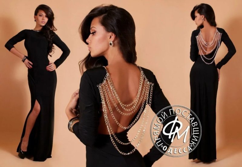Платье с открытой спиной и цепочкой