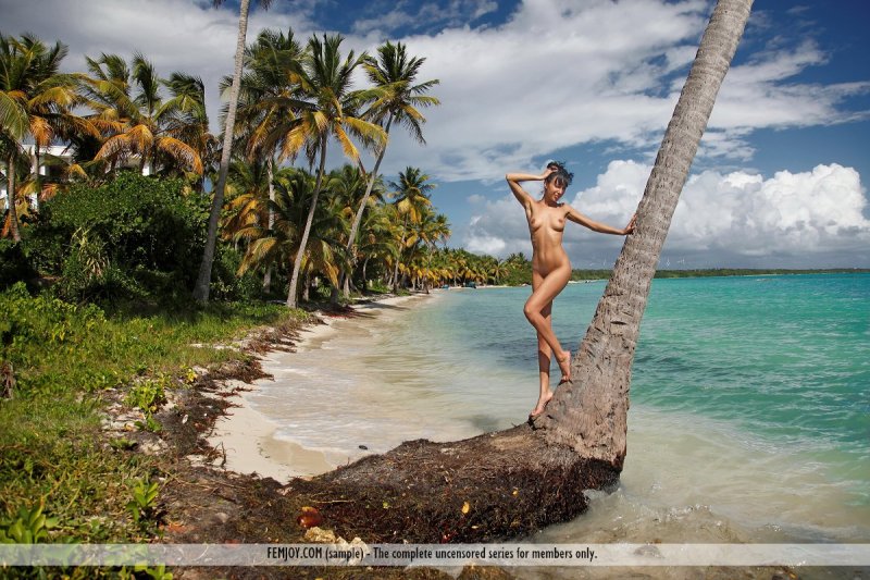 Голая на тропическом острове
