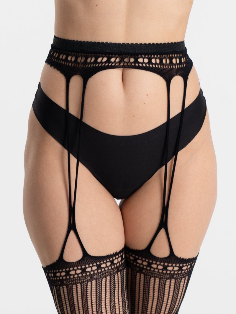 Черные чулки с поясом