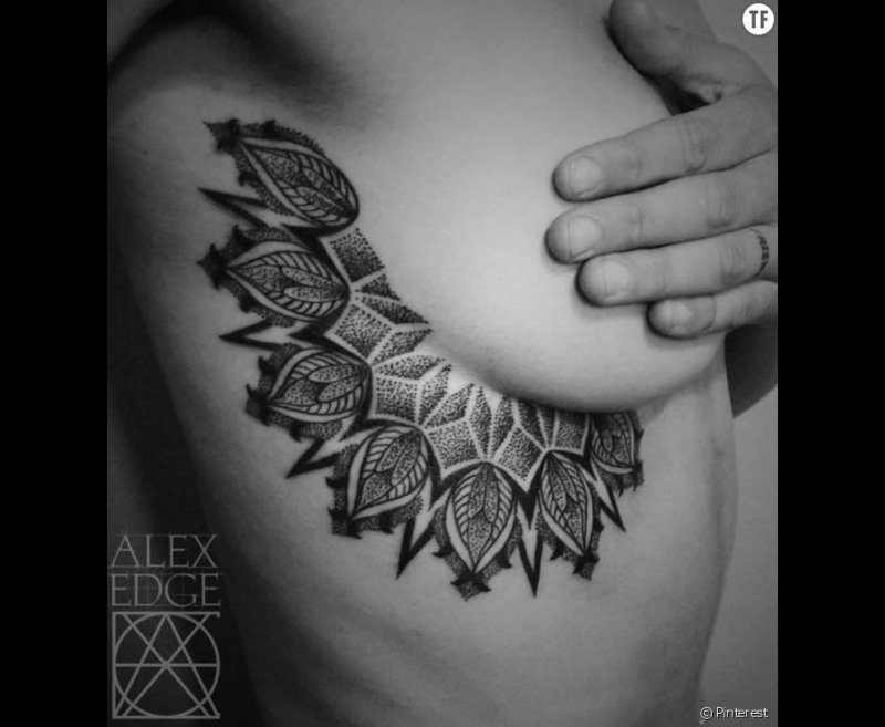 Женские татуировки под грудью