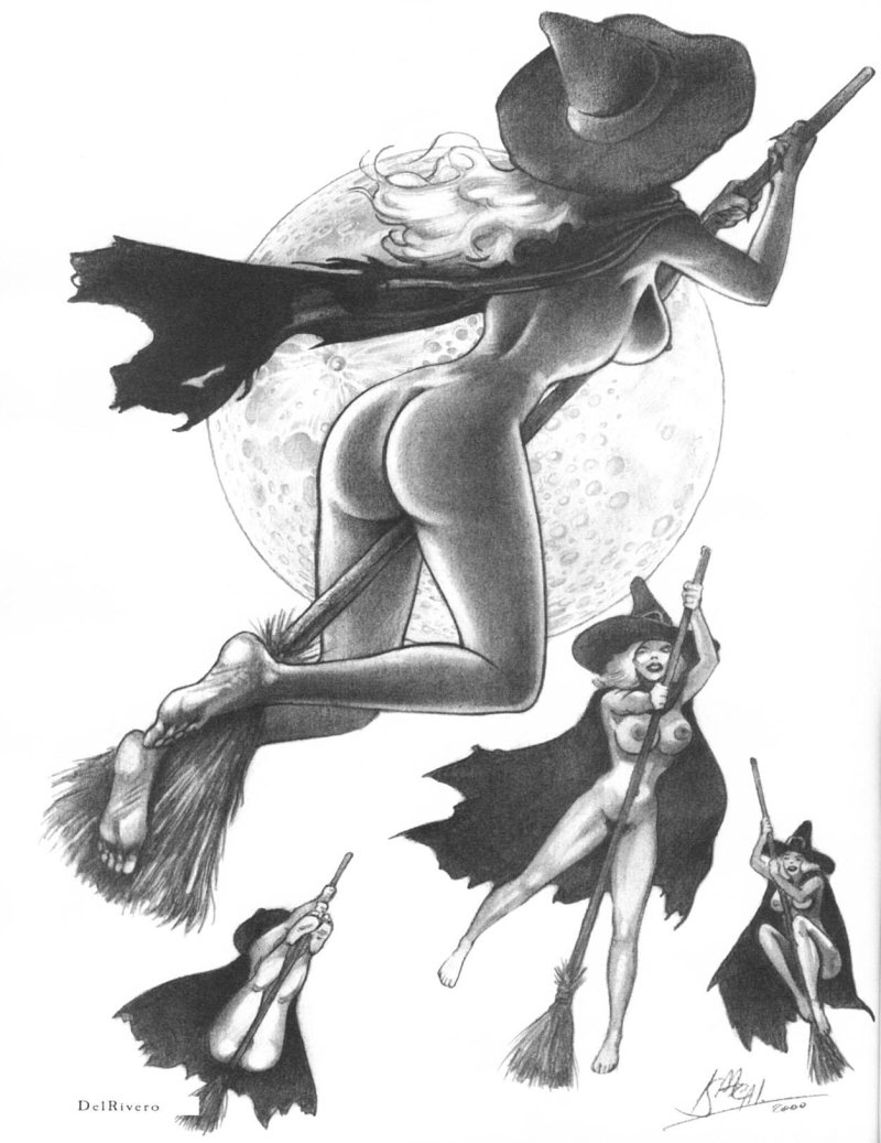 Эротическая ведьма на метле