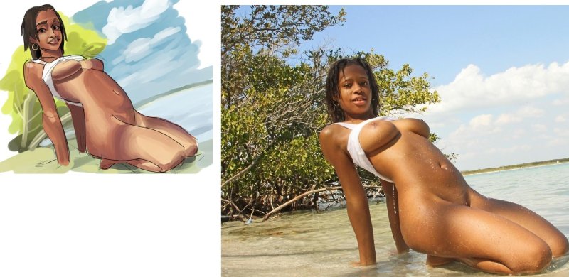 Красивая негритянка голая