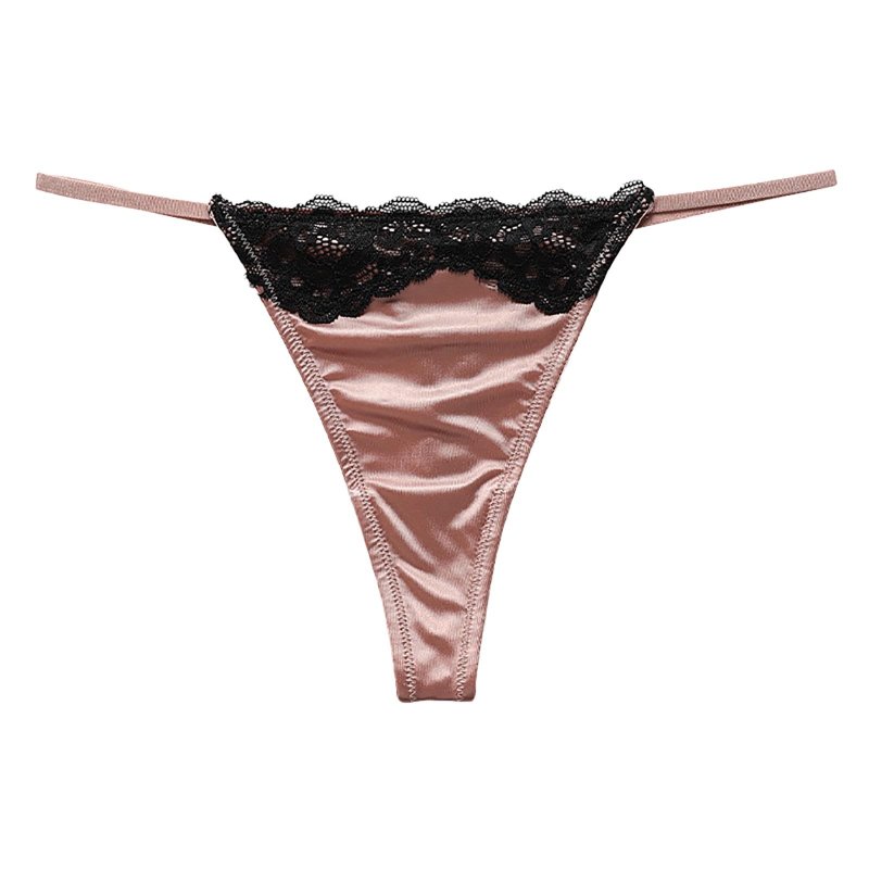 Стринги шелковые женские черные