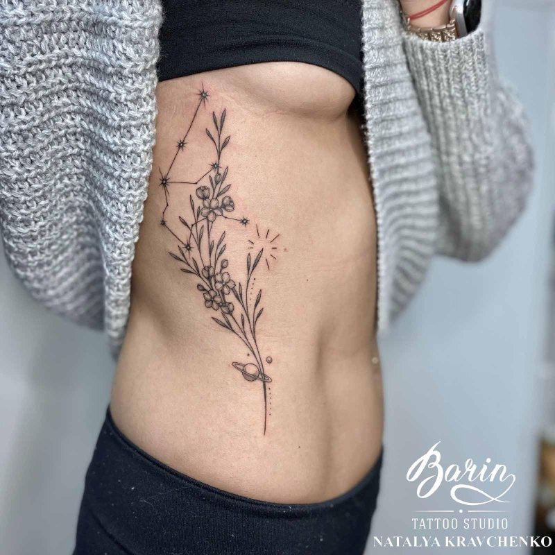 Тату на рёбрах у девушек эскизы красивые