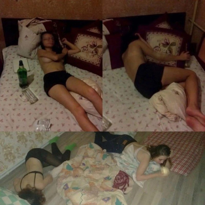 Пьяные девушки в квартире
