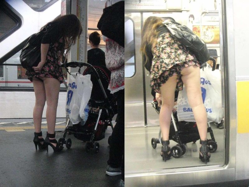 Мини юбки в метро