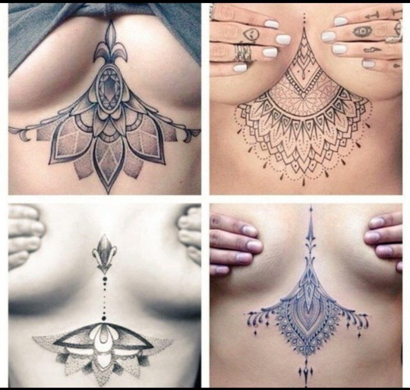 Тату под грудью женские