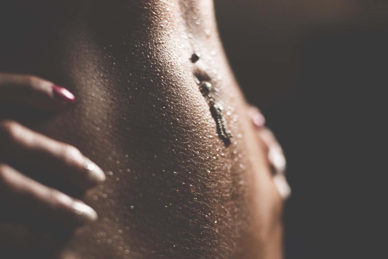 Капли воды на теле
