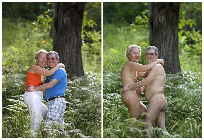 Семейные пары на природе голышом