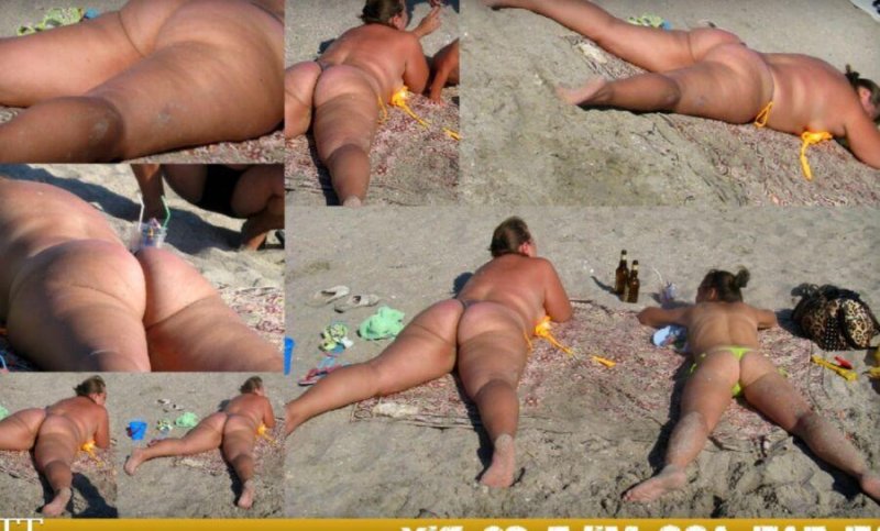 Толстые женщины в стрингах на пляже