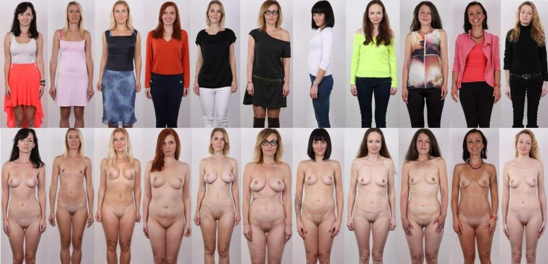 Одна и таже девушка одетая раздетая