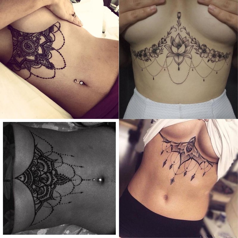 Тату для девушек под грудью