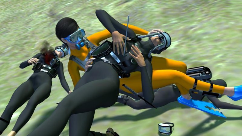 Frogwoman scuba fight